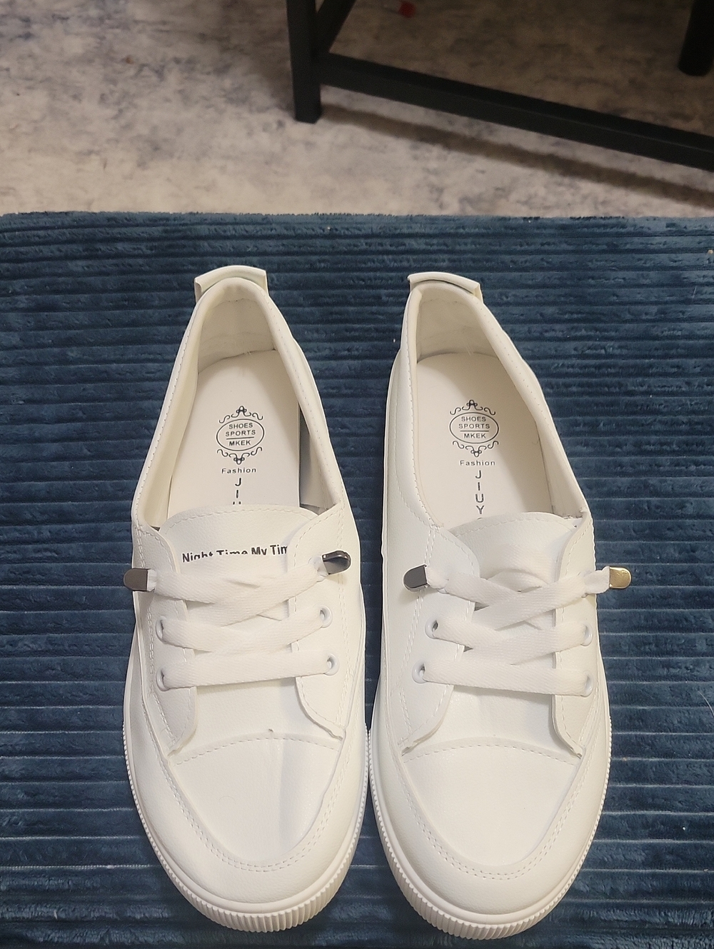 Women's White Lace-Up Casual Sneakers